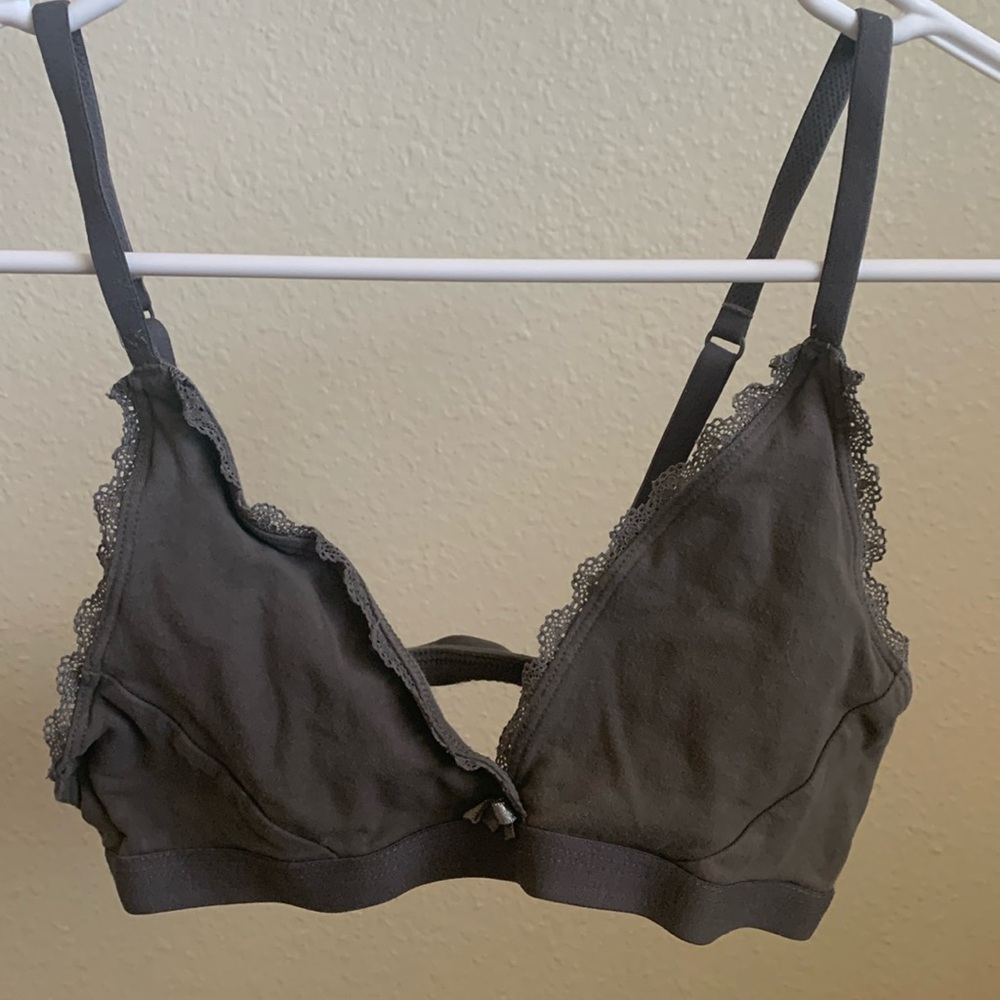 gray lace cotton bralette